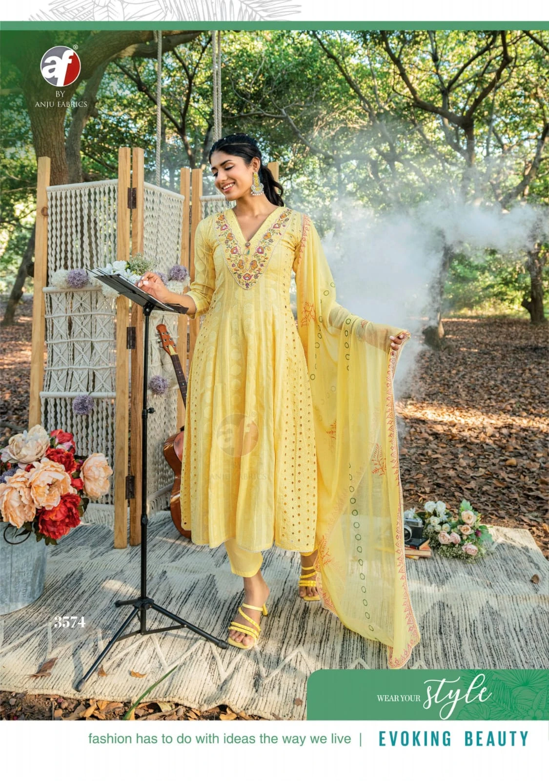 Anju Fabrics Rhythm Cotton Schiffli Wholesale Readymade Salwar Suit Catalog — Wholesale Salwar Suits, Anju fabric wholesale from Surat — view 2